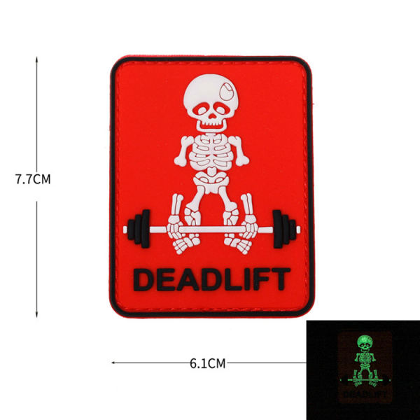 DA 3D PVC Patch DEADLIFT SKELETON FOSFORLU - Kırmızı DA-NAS-204