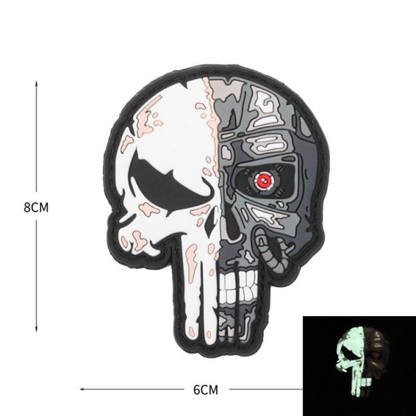 DA 3D PVC Patch TERMINATOR SKULL Kuru Kafa FOSFORLU DA-NAS-226