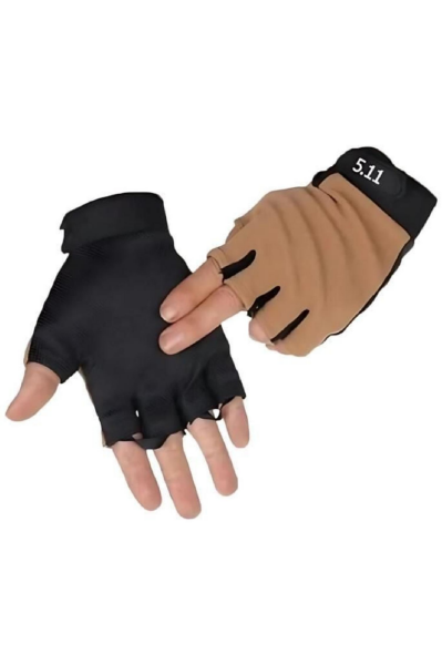 SS Tactical Taktik Eldiven Yarım Parmak Asker Polis Dağcı Avcı Sporcu Eldiveni BEJ