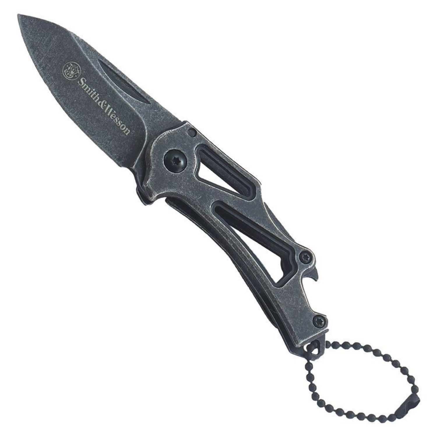 Smith & Wesson® Stonewash Drop Point Frame Lock Anahtarlık Katlanır Bıçak 1100064