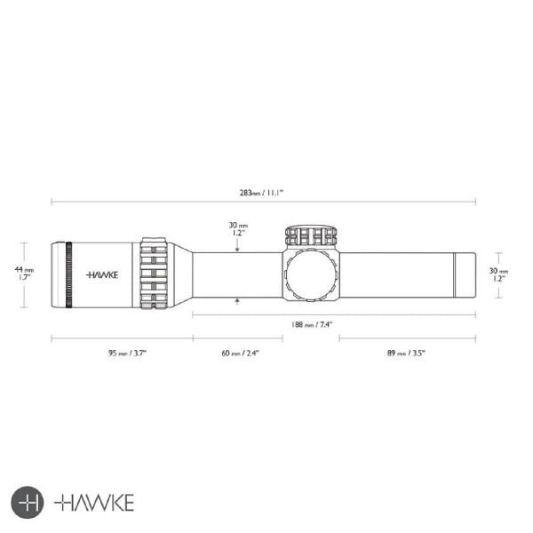 HAWKE Frontier 30mm SFP 1-6x24 IR (Tactical Dot 6x) Yivli Tüfek Dürbünü 18402