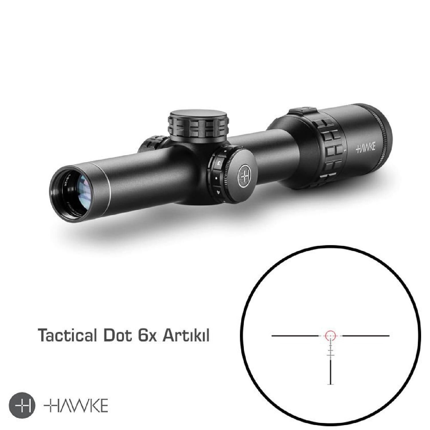 HAWKE Frontier 30mm SFP 1-6x24 IR (Tactical Dot 6x) Yivli Tüfek Dürbünü 18402