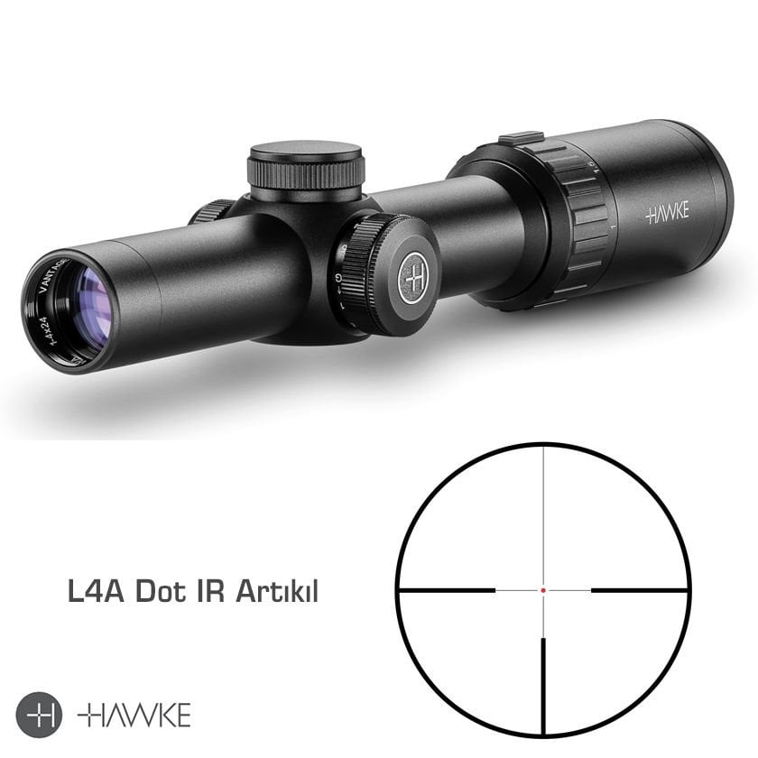 HAWKE 14273 VANTAGE 30 WA 1-4x24 L4A Dot IR Tüfek Dürbünü