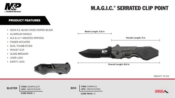 Smith & Wesson® M&P M.A.G.I.C Assisted Opening Knife Bıçak SWMP4LSCP