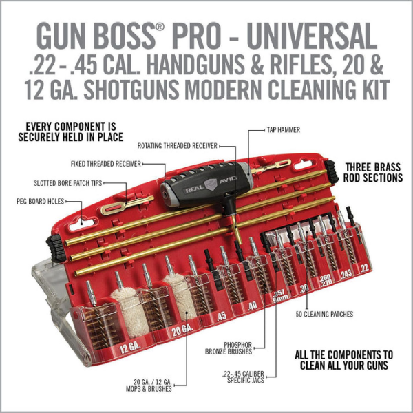 REAL AVID Gun Boss® Pro - Universal Cleaning Kit Profesyonel için Harbi Seti