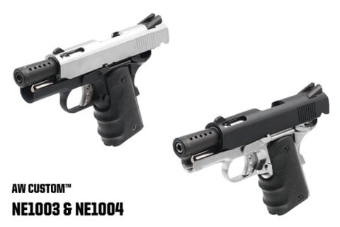 AW COLT 1911 COMPACT Silver Slide Full Metal Airsoft GBB Tabanca NE1003