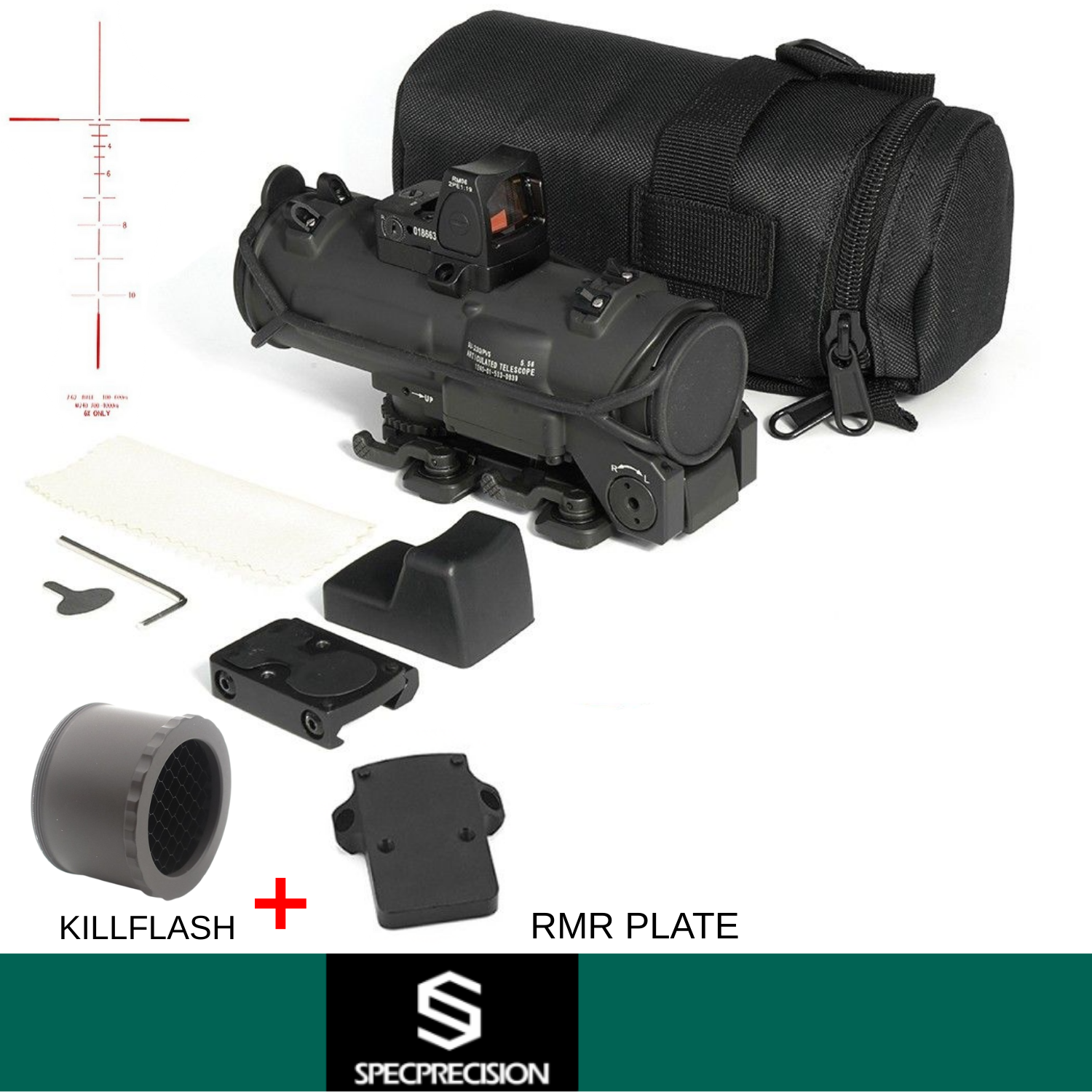 SP Elcan SpecterDR Gen3 (1-4X MilSpec) SIYAH & RMR RedDot & EXTRA KILLFLASH COMBO SET