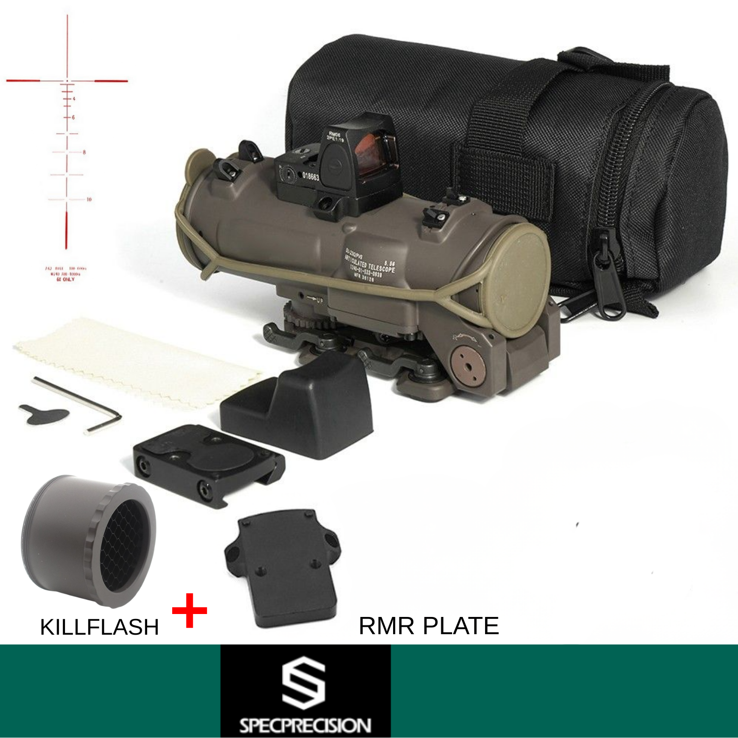 SP Elcan SpecterDR Gen3 (1-4X MilSpec) DarkBrown & RMR RedDot & EXTRA KILLFLASH COMBO SET