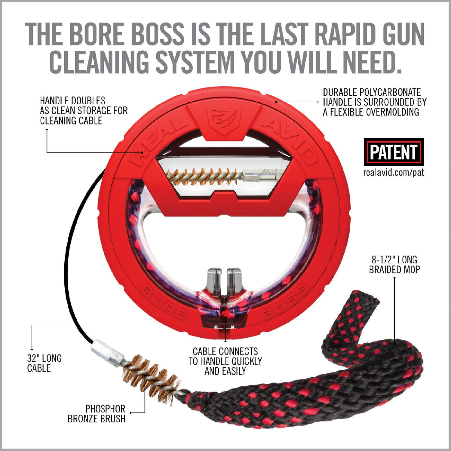 REAL AVID Bore Boss® 12cal WORLD’S EASIEST BORE CLEANER Namlu Temizleyici