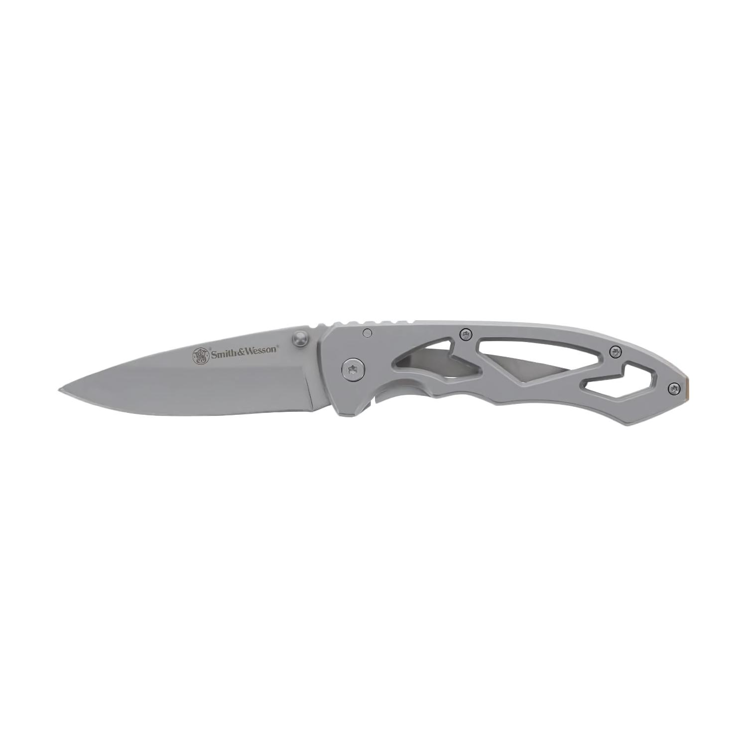 Smith Wesson® Drop Point Silver Skeletonized Çakı CK400CP