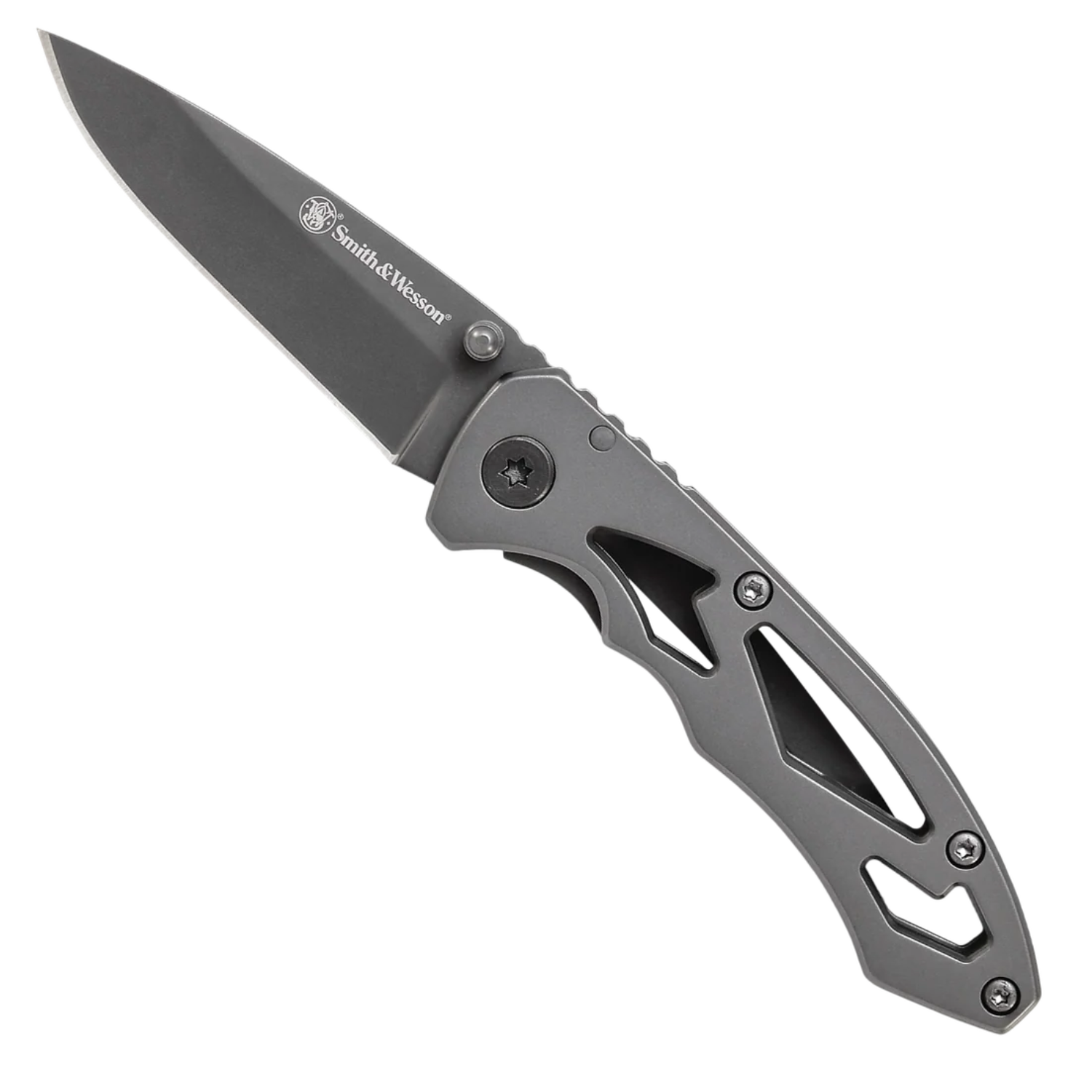 Smith Wesson® Drop Point Silver Skeletonized Çakı CK400CP