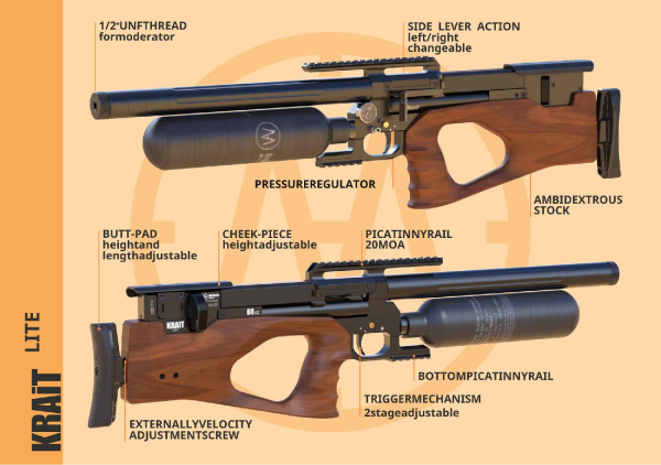 Airmaks KRAIT L 5.5mm/.22cal SİYAH PCP HAVALI TÜFEK