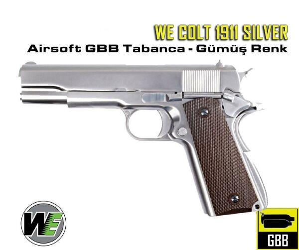 WE COLT 1911 SILVER Kahve Kabza Airsoft Tabanca