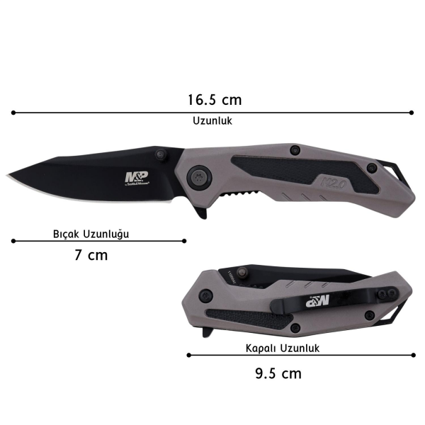 Smith Wesson® M&P M2.0 ULTRAGLIDE TI Aluminum Rubberized Drop Point Çakı 1100041