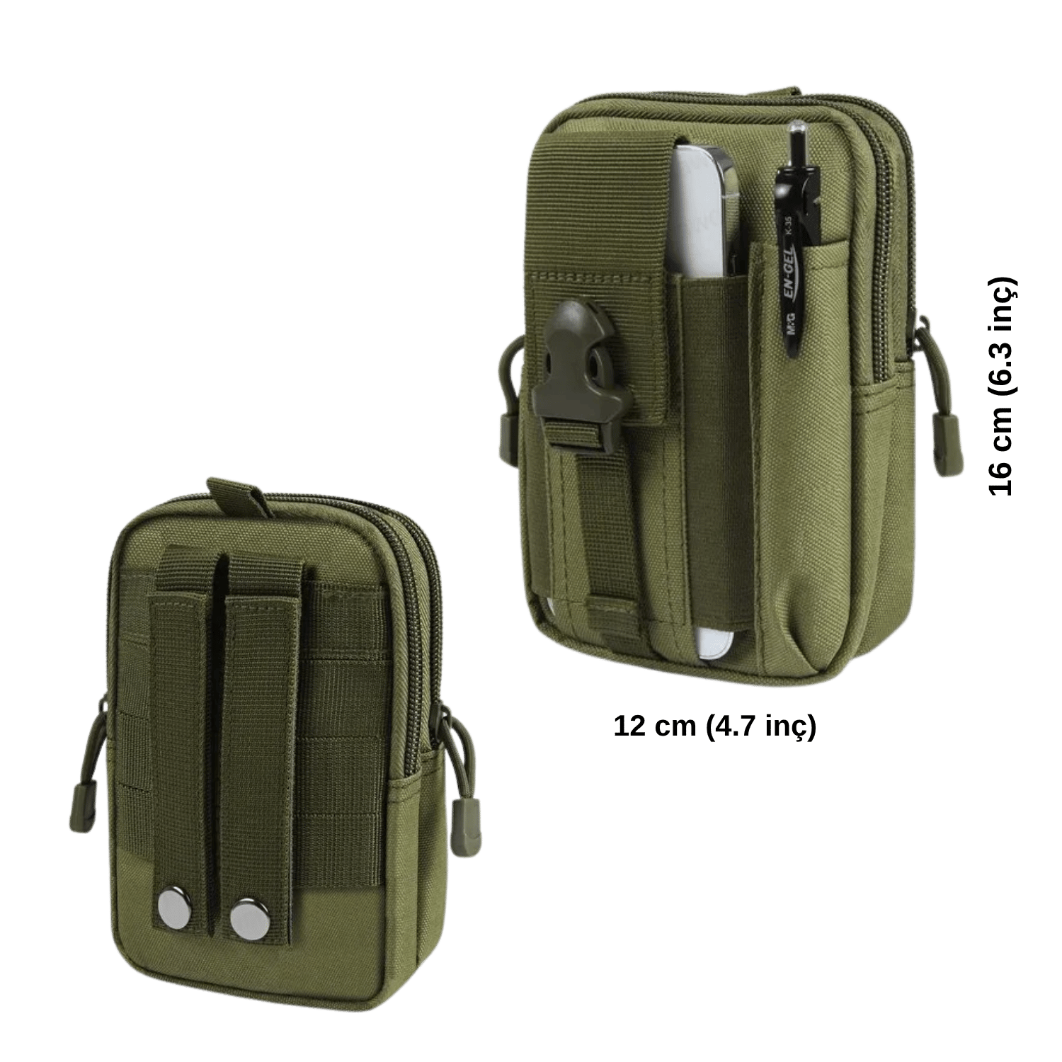 18CM Taktik Modüler Mini Haki Yeşil Göğüs Telefon Molle Çantası NO16