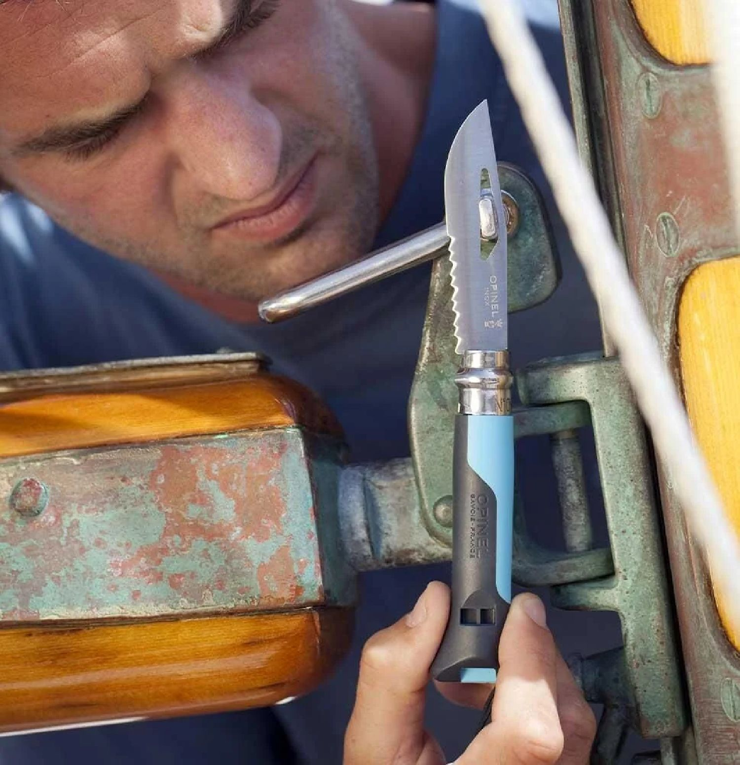 Opinel Inox No.8 Outdoor Çakı 12C27 Paslanmaz Çelik Cep Çakısı MAVI
