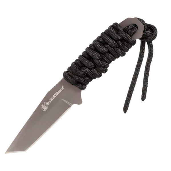 Smith Wesson® PARACORD Neck Knife Gray Plain Tanto Fixed Boyun Bıçağı SW910TAMCP