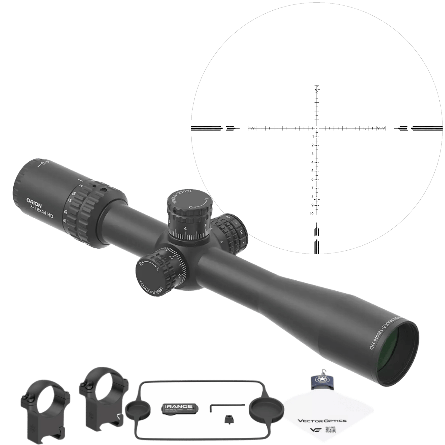 Vector Optics Orion Max 3-18x44 HD FFP 30mm MIL Tüfek Dürbünü SCFF-49