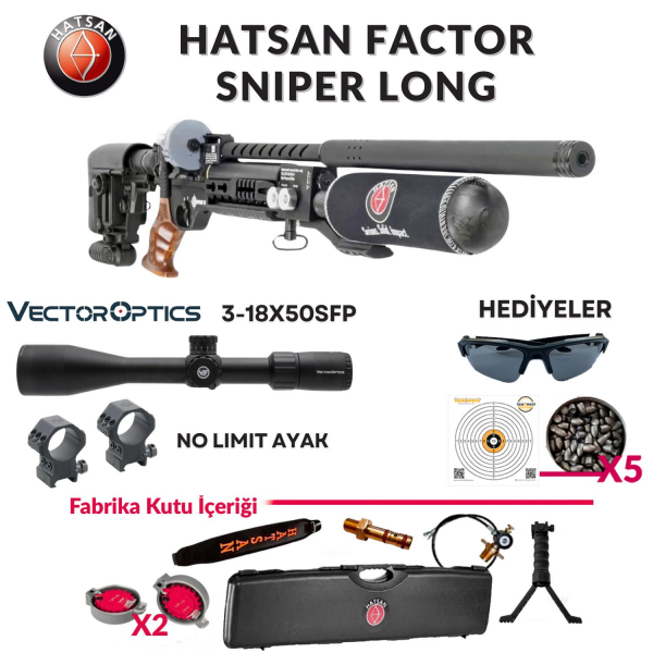 Hatsan Factor Sniper Long 6,35mm Vector Optics Everest 3-18x50SFP Gen II Kampanya Seti