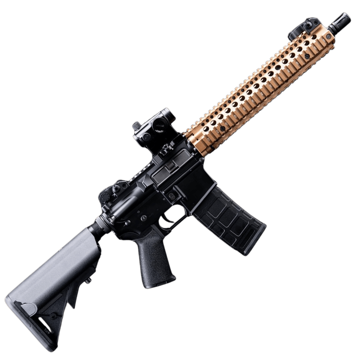 EMG x Daniel Defense DDM4A1 Carbine Siyah DE Handguard Airsoft AEG Tüfek – CYMA Platinum QBS