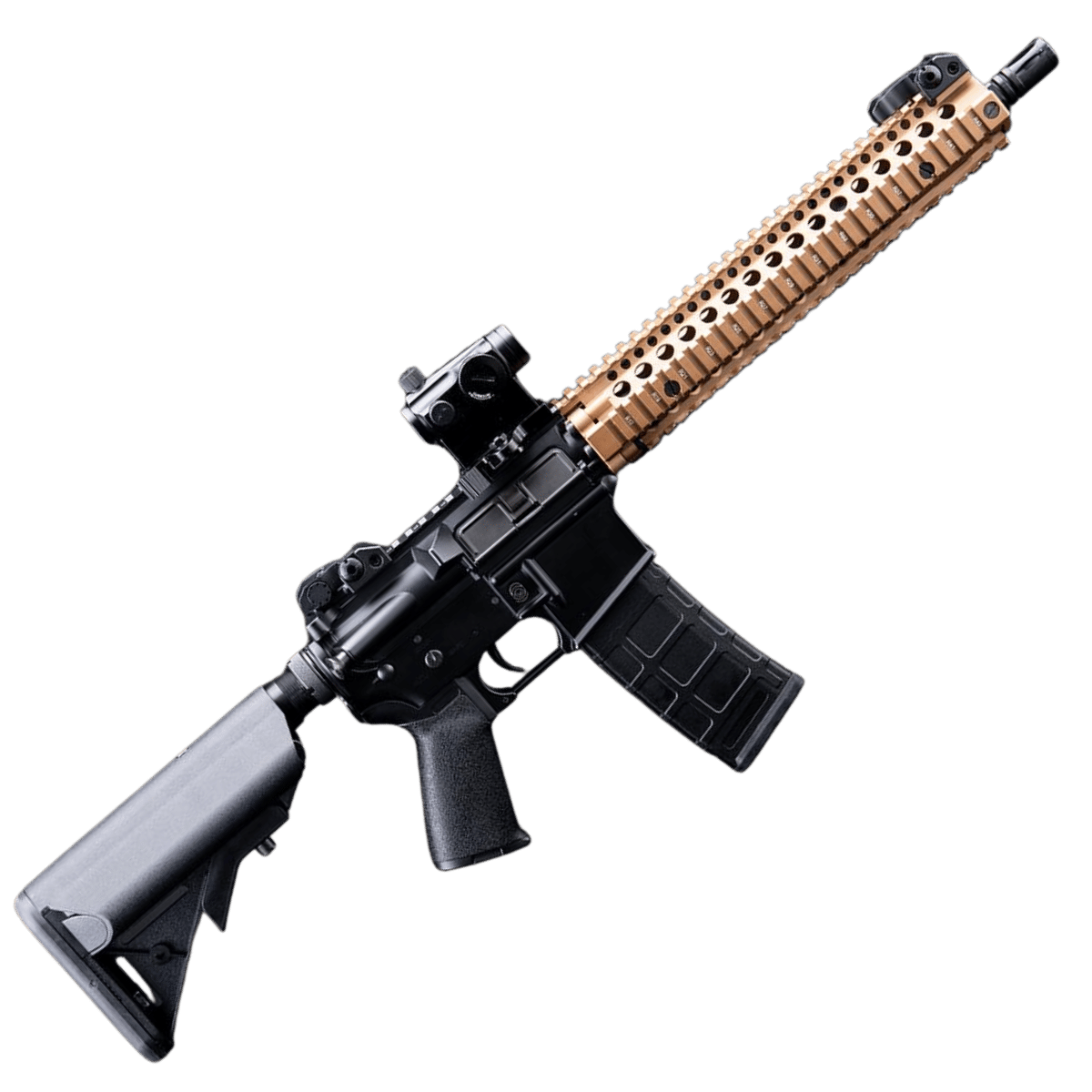 EMG x Daniel Defense DDM4A1 Carbine Siyah DE Handguard Airsoft AEG Tüfek – CYMA Platinum QBS