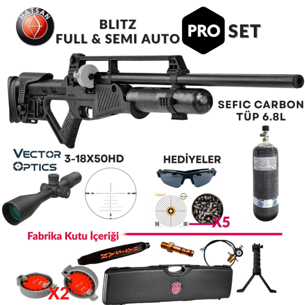 Hatsan Blitz Full Auto 5.5mm Carbon Tüplü PRO Havalı Tüfek Seti