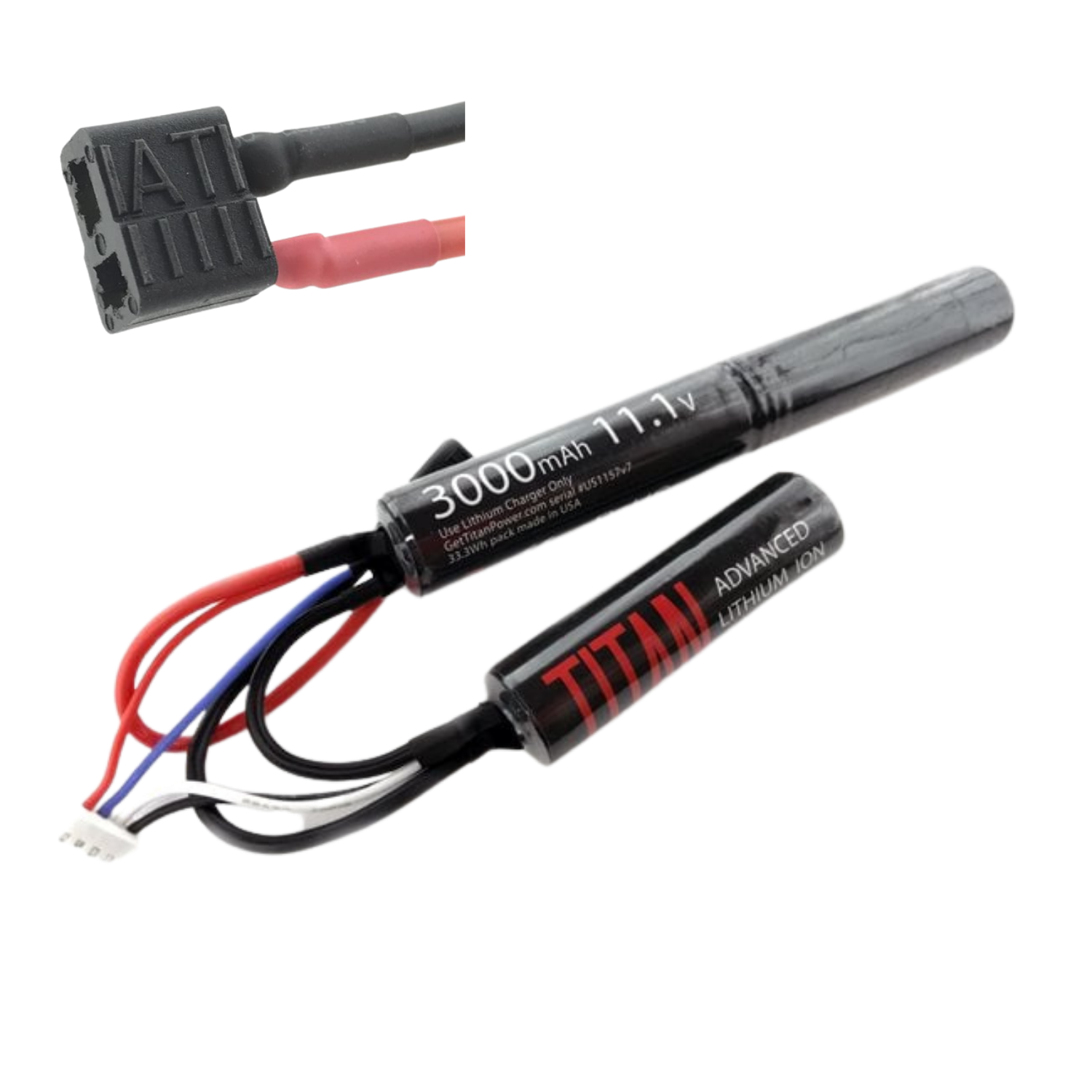Titan 3000mAh 11.1v Nunchuck T-Plug (Deans) Airsoft Li Ion Pil - 1157