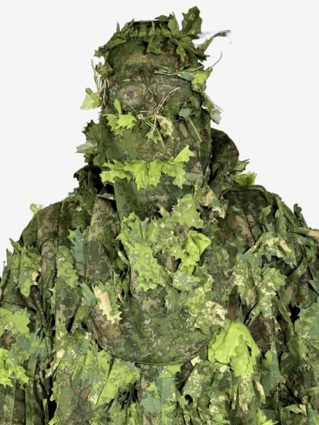 KMCS Standart İki Yönlü Yaprak Şeritli Ghillie Yeşil Kamuflaj Balaklava