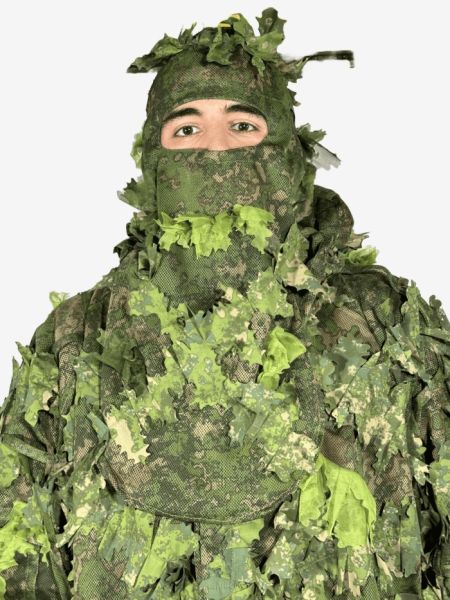 KMCS Standart İki Yönlü Yaprak Şeritli Ghillie Yeşil Kamuflaj Balaklava