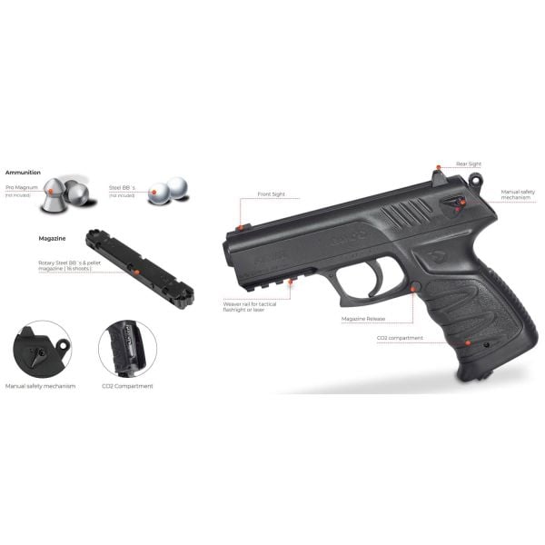 GAMO P-27 Dual Pellet / BB CO2 Pistol 4.5 MM Tabanca
