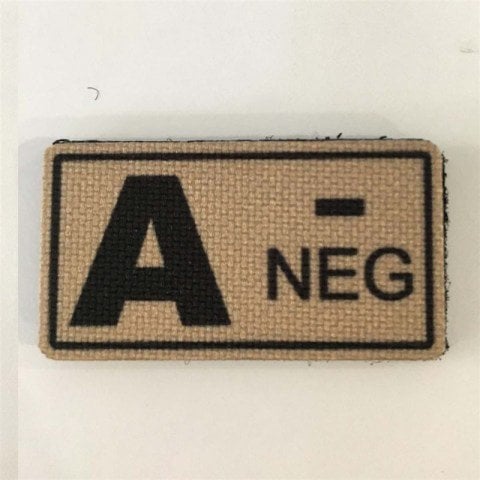 A (-) Negatif Kan Grubu Patch Arma - TAN (Çöl Rengi)