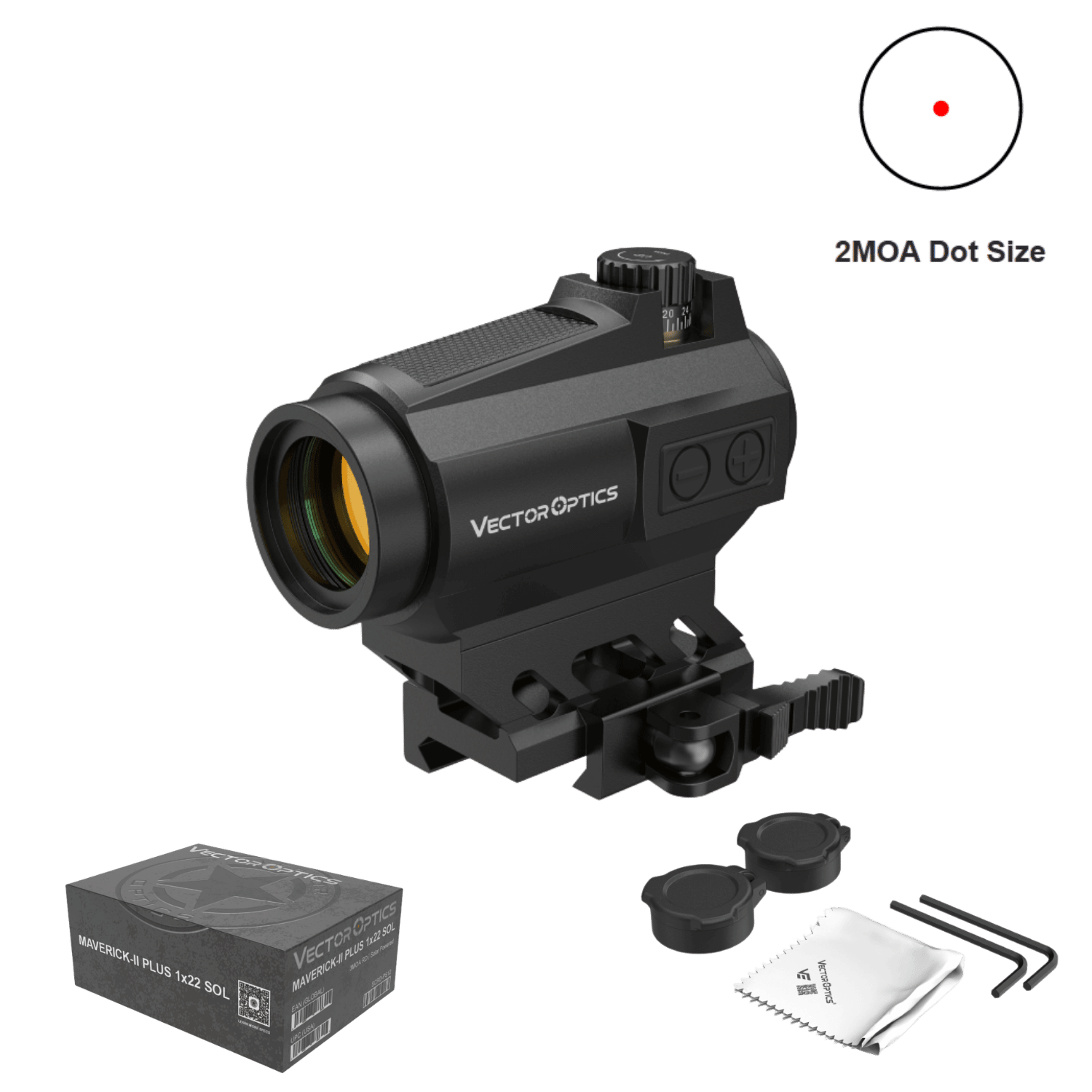 Vector Optics Maverick-II Plus 1X22 2Moa Sol Kırmızı Nokta Nişangah - SCRD-PS12