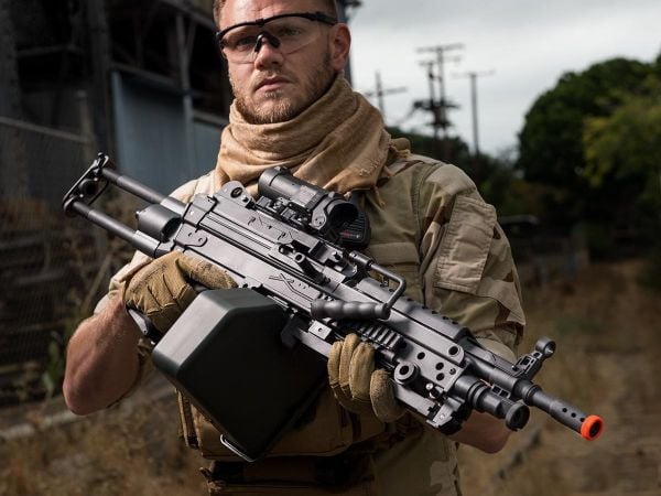 Cybergun A&K FN Licensed M249 MINIMI ''Featherweight'' Airsoft LMG Makineli Tüfek Siyah