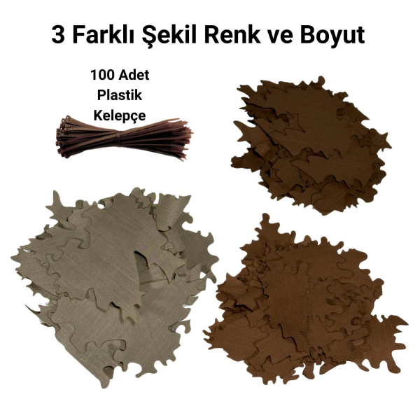 KMCS Ghillie Leafs Kamuflaj Aksesuarı & Plastik Kelepçe Seti