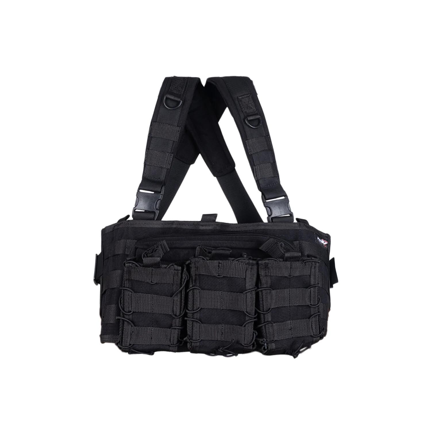 ISG Tactical Chest Rig – 3 Şarjör Cepli Çapraz Askılı Modüler Siyah