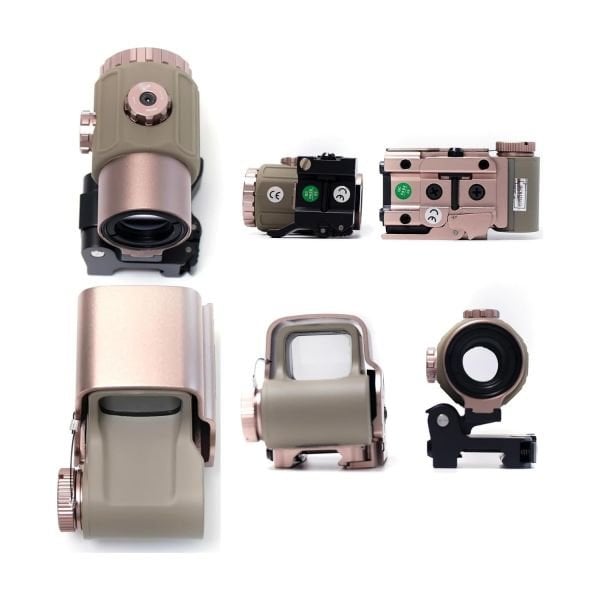 SOTAC 558 G43 Red & Green Dot Holographic Reflex Sight Scope with G43 3X Magnifier Combo Built-in Flip QD Mount Nişangah- Pembe