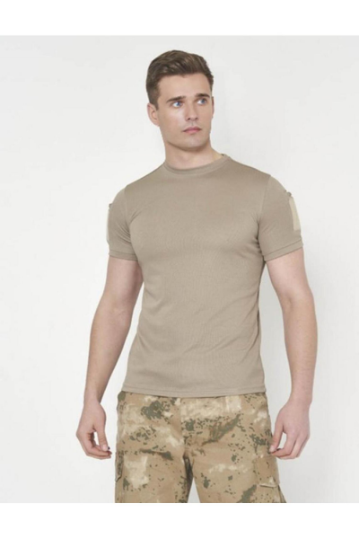 Single Sword SS Yakasız Kısa Kol Tişört – LACOS Kumaş Bej