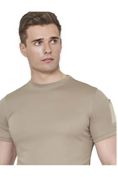 Single Sword SS Yakasız Kısa Kol Tişört – LACOS Kumaş Bej