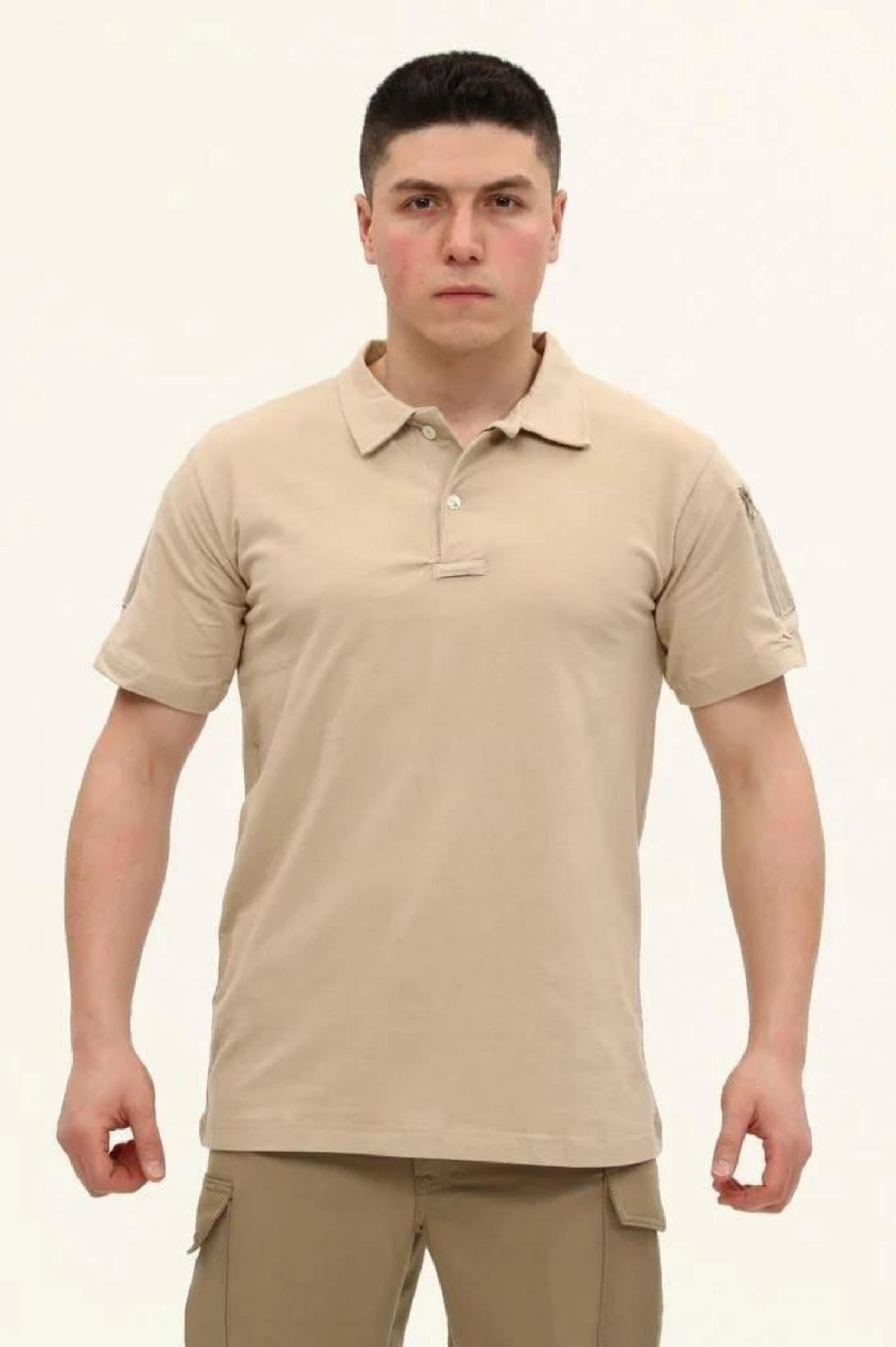 SS Regular Fit Polo Yaka Kısa Kollu Erkek Tişört - BEJ