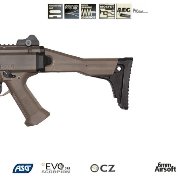 ASG CZ Scorpion EVO 3 ATEK Tan Dual Tone AEG Airsoft Tüfek