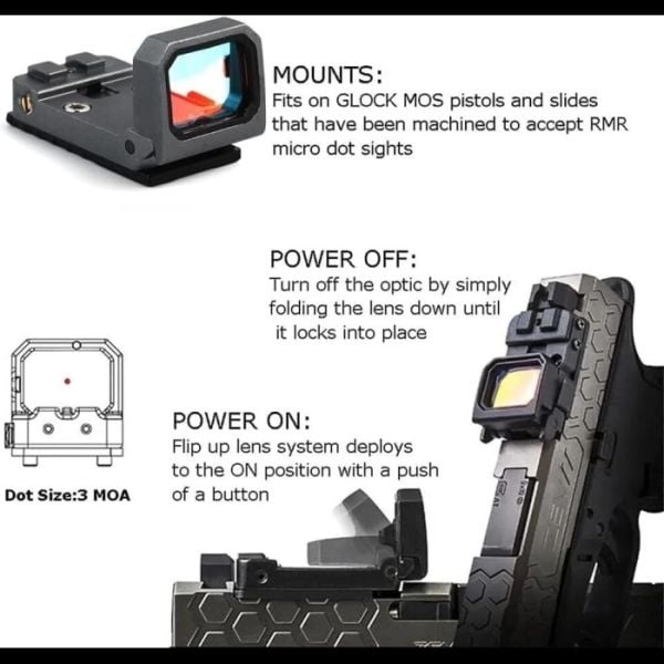 SOTAC Flipdot Reflex Optic 1x22mm 3 MOA Red Dot Sight Siyah Nişangah - VISM-BK