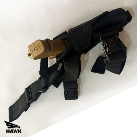 HAWK Universal Kılıflı Bacak Tabanca Taşıma Kemeri - Siyah