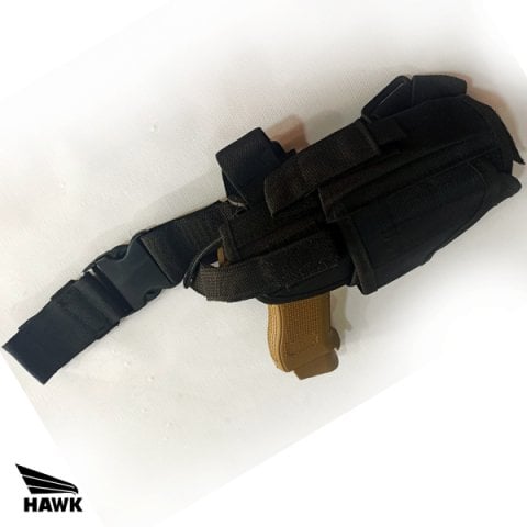 HAWK Universal Kılıflı Bacak Tabanca Taşıma Kemeri - Siyah