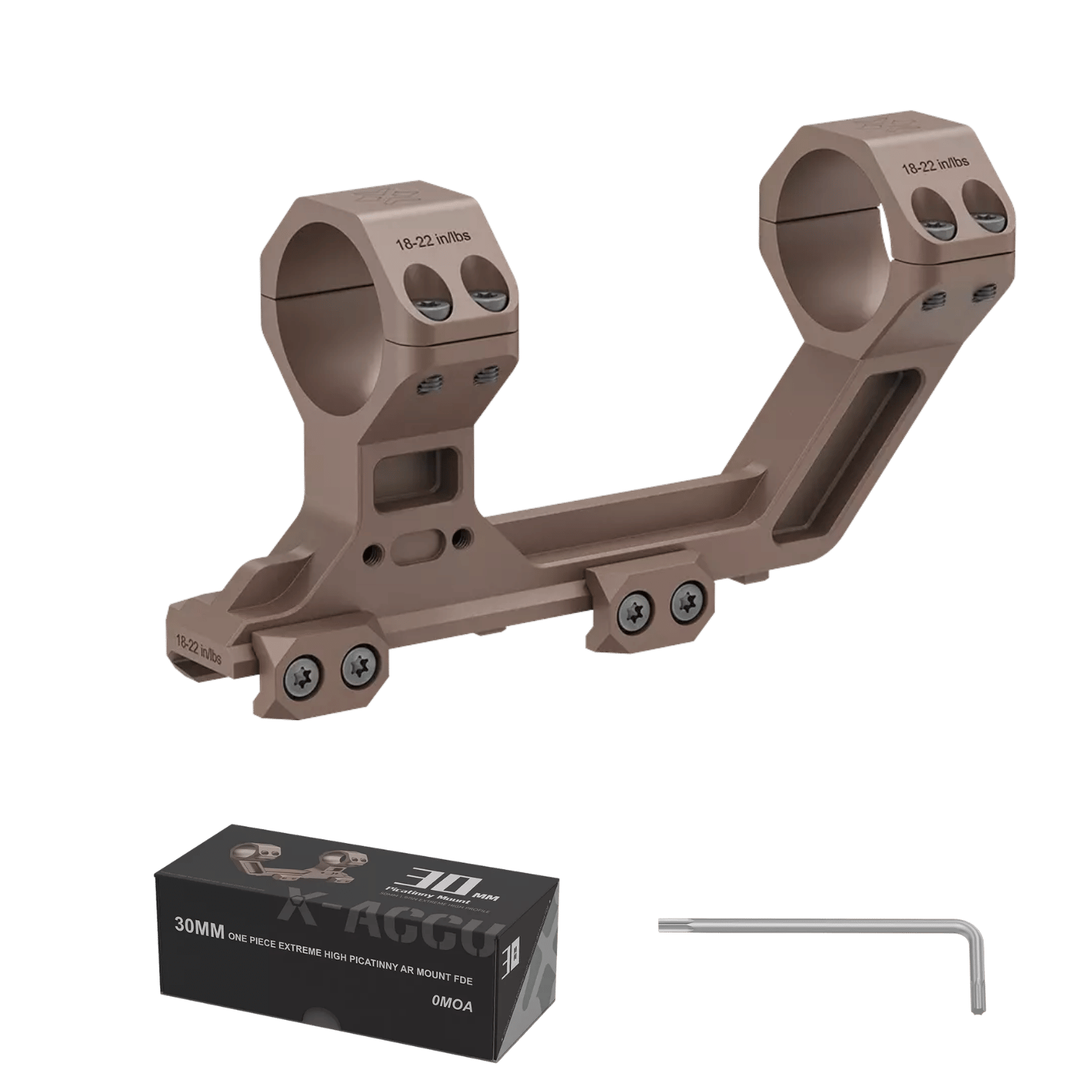 X-Accu 30mm Tek Parça Extreme Hı Picatinny Ar Dürbün Ayağı FDE - XASR-F3038