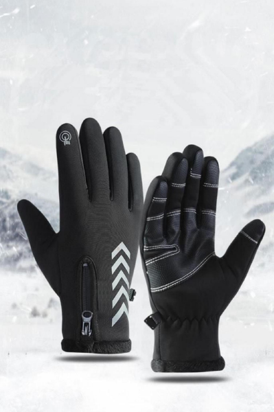 Single Sword Termal Dokunmatik Reflektör İkazlı Eldiven - Siyah