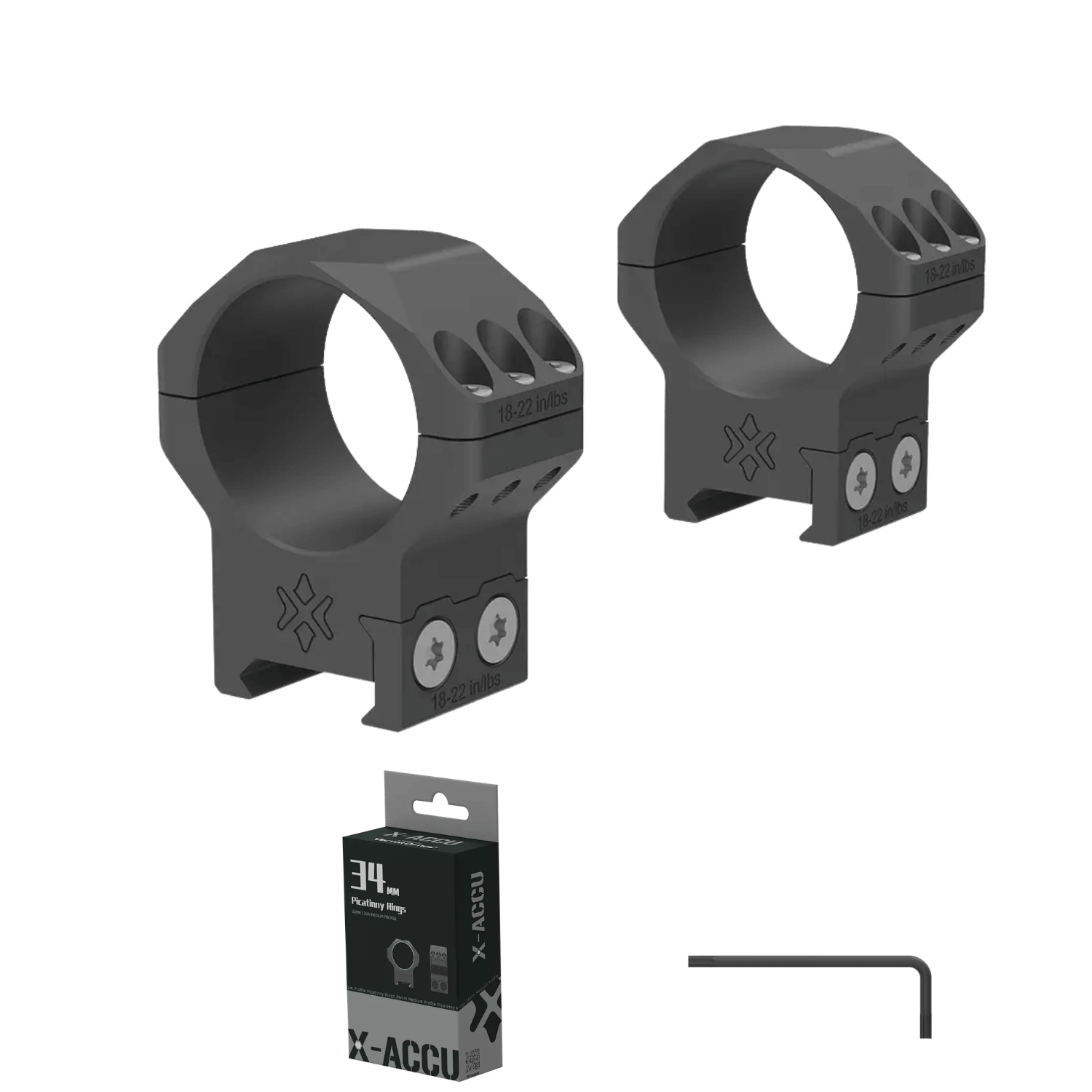 X-Accu 34mm Orta Profil Picatinny Montaj Halkaları - XASR-3453