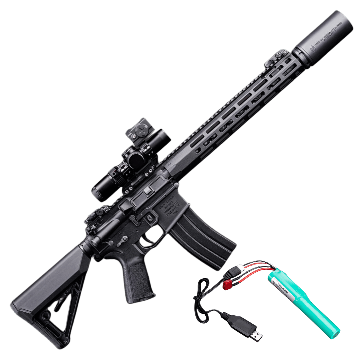 EMG x Knight's Armament  KS-1 SIYAH QDC Suppressor Airsoft AEG Tüfek Seti- 122392