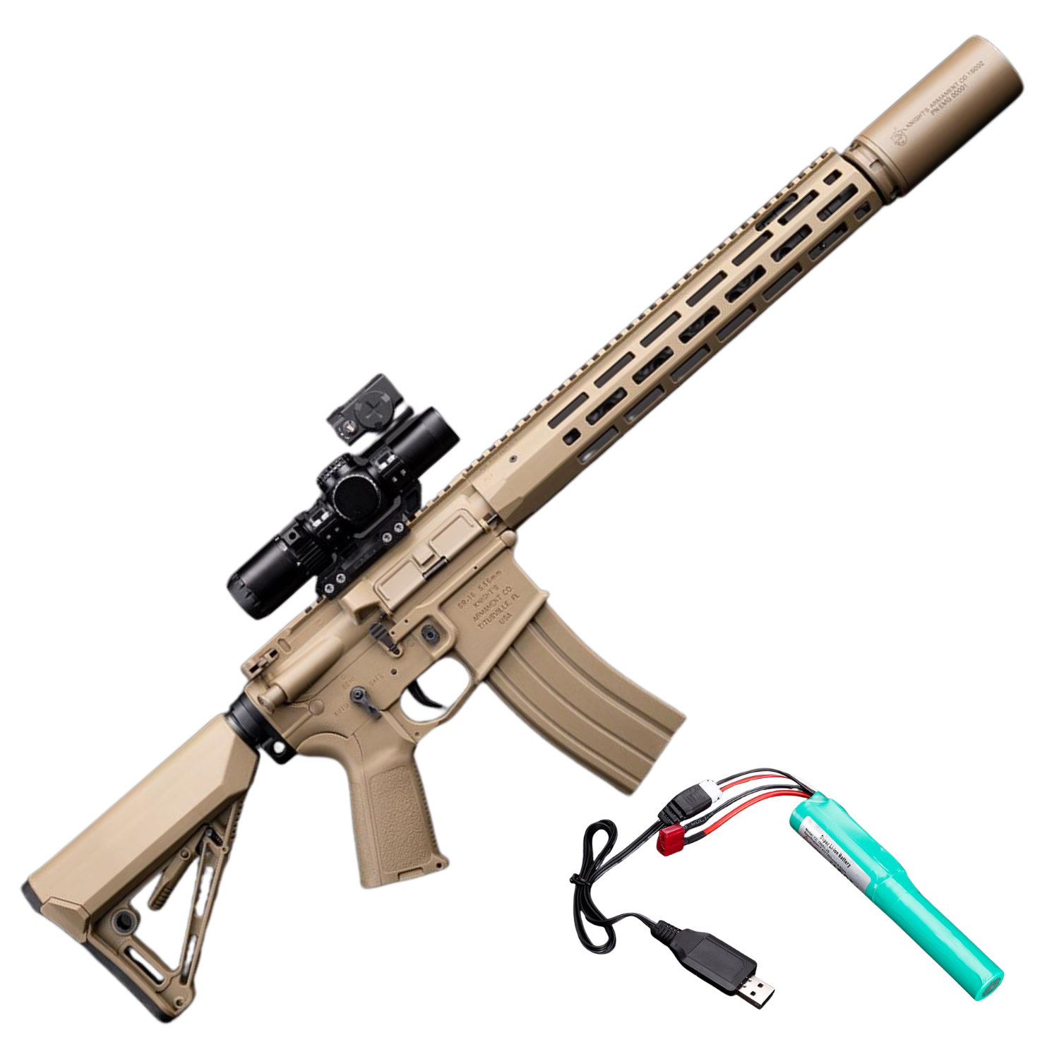 EMG x Knight's Armament KS-1 Tan QDC Suppressor Airsoft AEG Tüfek Seti - 122394