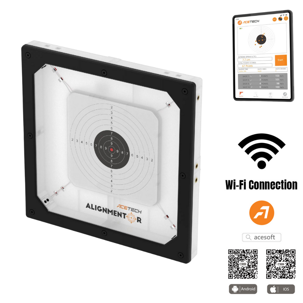 Acetech Alignmentor Akıllı Puanlamalı 20x20cm POLIGON Hedefi CEP TELEFONU SKOR UYGULAMALI
