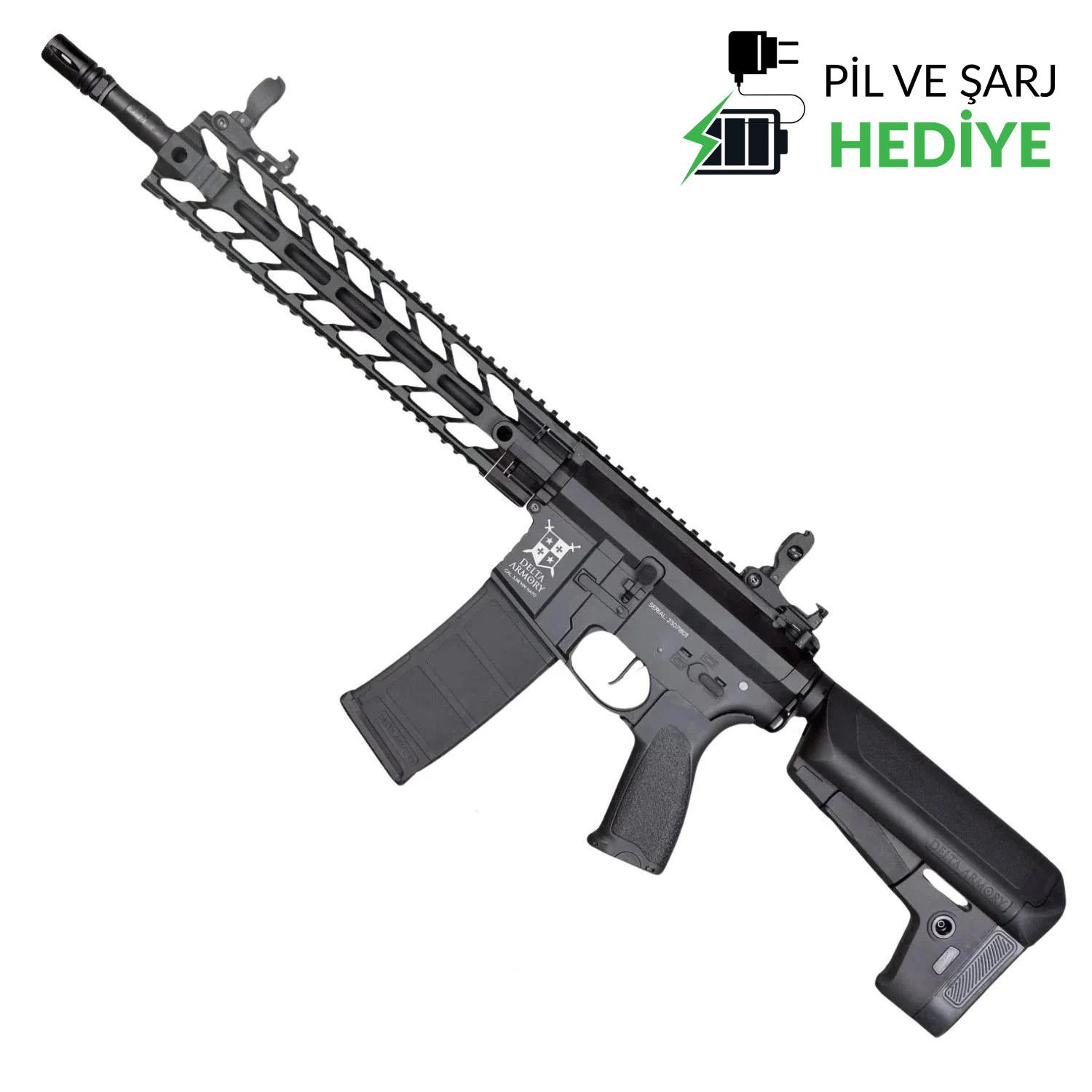 Delta Armory AR15 M-LOK LONG BRAVO PIL SARJ SET Airsoft Tüfek / Siyah DA-B11
